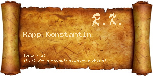 Rapp Konstantin névjegykártya